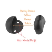 Kapı Stoperi Silikonlu Yarımay Tamponu Vidalı Metal Kapı Stopu Durdurucu Tutucu Mat Siyah (1 ADET) - 5