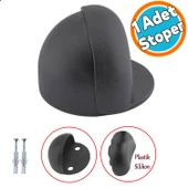 Kapı Stoperi Silikonlu Yarımay Tamponu Vidalı Metal Kapı Stopu Durdurucu Tutucu Mat Siyah (1 ADET) - 1