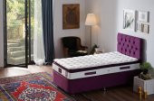 Niron Purple Baza ve Başlık Seti - 90x190 cm Tek Kişilik Sandıklı Mor Kumaş Baza ve Başlığı - 6
