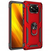 Xiaomi Poco X3 Kılıf Yüzüklü Standlı Manyetikli Armor Zırh - 7