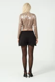 Asimetrik Crop Bluz Metalik - 6
