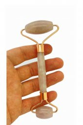 Doğal Taşlı Pembe Kuvars Taşlı Jade Roller Guasha Taşı Rulo İkili Masaj Seti - 2