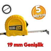 Şerit Metal Bükülebilir Metre 5 metre En 19 mm Düğmeli Ölçüm Ölçme Plastik Kasalı Yüksek Kalite thumbnail 1
