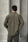 Erkek Oversize Kesim Kadife Gömlek - 5