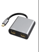 PC Macbook Ekran Genişletici Çift HDMI VGA USB 3.0 4K 60Hz USB C Hub Ekran Çift Monitör Genişletici - 2