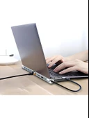 11in1 Çoklayıcı Type-C 3.1 To 4K Hdmi Vga Usb-C Ethernet USB Çoklayıcı SD Kart Okuyucu Çevirici Hub - 6