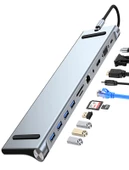 11in1 Çoklayıcı Type-C 3.1 To 4K Hdmi Vga Usb-C Ethernet USB Çoklayıcı SD Kart Okuyucu Çevirici Hub - 1