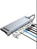 11in1 Çoklayıcı Type-C 3.1 To 4K Hdmi Vga Usb-C Ethernet USB Çoklayıcı SD Kart Okuyucu Çevirici Hub - 2