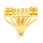 Çelik Yüzük Kadın Altın Kaplama Desenli Kaburga Model YZK-493 thumbnail 3