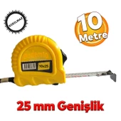 Şerit Metal Bükülebilir Metre 10 metre En 25 mm Düğmeli Ölçüm Ölçme Plastik Kasalı Yüksek Kalite thumbnail 1
