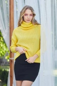 Zhlbutik Boğazlı Triko Kazak Sarı - 1