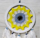 Sarı Nazar Motifli Kuş Tüylü Duvar Süsü - 1