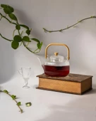 Bambu Saplı Cam Demlik - Cam Çaydanlık - 800 ML - 1