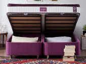 Niron Purple Baza ve Başlık Seti 180x200 cm Çift Kişilik Sandıklı Mor Kumaş Baza ve Başlığı - 2