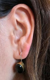 Asya Serisi El İşi Gümüş Siyah Oniks Taşlı Bayan Küpe - 2