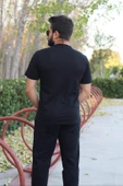 Erkek Siyah Slim Fit Düz Basic Kısa Kollu V Yaka İnce Tişört 20ETSHBSIC - 6