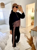 Kadın Uzun Kollu Leopar Detay Sweat Ve Yanı Leopar şerit Detay Pantolon Ikili Takım thumbnail 9