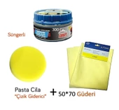 Çizik Giderici Parlatıcı Pasta Cila (Süngerli) + Mikrofiber Güderi Kurulama Bezi 50x70 - 1