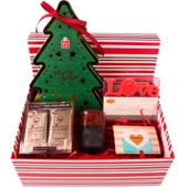 Yılbaşı Çam Ağacı Tasarımlı Çikolata,Türk Kahvesi,Love Mum Hediye Kutusunda - 1