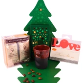 Yılbaşı Çam Ağacı Tasarımlı Çikolata,Türk Kahvesi,Love Mum Hediye Kutusunda - 3