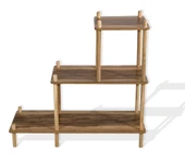 Asudehome Saksı Standı Bahçe 3 Katlı Saksılık Çiçek Rafı Ahşap Saksılık Çiçeklik No1 - 6