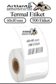60x40 mm Barkod Etiketi Yapışkanlı 1 Adet Rulo Etiket Termal Barkot Terazi Etiketi 500 lü Barkod Yazıcılarına Uyumludur - 1