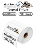 60x100 mm Barkod Etiketi Yapışkanlı 1 Adet Rulo Etiket Termal Barkot Terazi Etiketi 500 lü Barkod Yazıcılarına Uyumludur - 1
