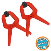 2 ADET Yaylı Kıskaç Mandal El Tip İşkence Kırmızı Klips Mengene Hobi 75 mm 3 inç - 1