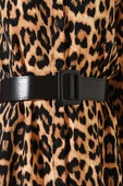 Boydan Düğmeli Leopar Desen Midi Elbise Camel thumbnail 4