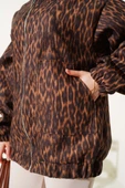 Fermuarlı Leopar Desen Kaşe Ceket Leopar - 4