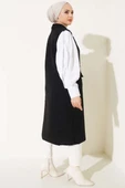 Düğmeli Uzun Buklet Yelek Siyah thumbnail 3