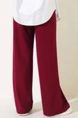 Bel İp Bağlamalı Bol Pantolon Bordo thumbnail 3