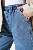 Kuşaklı Bel Lastikli Kot Pantolon Kar Orta - 4