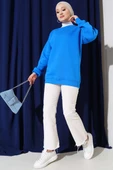 Üç İplik Basic Sweatshirt Mavi thumbnail 2