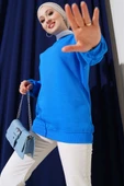 Üç İplik Basic Sweatshirt Mavi thumbnail 1