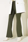 Yandan Fermuarlı İspanyol Paça Yeşil Pantolon thumbnail 2