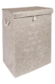 Keçe Kapaklı Çamaşır Sepeti, Çok Amaçlı Mega Saklama Kutusu Bej 55x41x30 cm - 1
