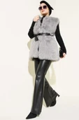 Lolita Peluş Kuşaklı Yelek Gri thumbnail 2