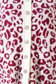 Leopar Desen Düğmeli Triko Hırka Ekru Bordo - 4