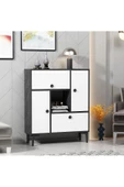 Cantek Dizayn Siddelya Konsol , Çok Amaçlı Dolap ,7 Raflı , 4 Kapaklı Royalmermer-Beyaz - 7