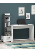 Cantek Dizayn Assimo Kitaplıklı Çalışma Masası (P) Antrasit-Beyaz - 1