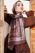 Nostalji Desen Soft Şal Kahve - 1