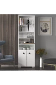 Cantek Dizayn Remmy Kapaklı,Raflı Kitaplık (Tekli Modül) Beyaz-Beyaz - 2