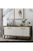 Cantek Dizayn 150 Cm Poli Konsol Royalmermer-Beyaz-Altın - 2