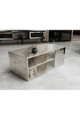 Cantek Dizayn Lazer Desenli 90 Cm Bare Orta Sehpa Efesmermer-Gümüş - 1