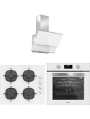 Silverline 3490 Oslo - CS5335W01 - BO6502W02 Beyaz Cam Ankastre Set thumbnail 1