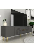 Cantek Dizayn Dekol2Ct Tv Sehpası Antrasit-Altın - 2