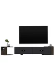 Cantek Dizayn Cherryct 180 Cm Konsol (Kx180) Ve Tv Sehpası 2'Li Salon Takımı Antrasit-Ceviz - 8