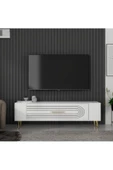 Cantek Dizayn Retrol3Ct Tv Sehpası Beyaz-Altın - 1