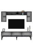 Cantek Dizayn Karrya 180 Cm Tv Ünitesi Ve Konsol 2'Li Salon Takımı Antrasit-Gümüş - 7